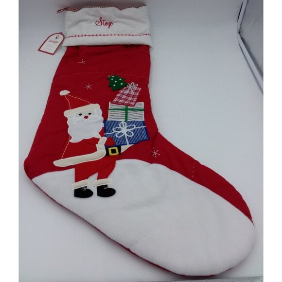 Pottery Barn Kids Stoye Jumbo Stocking Santa Gifts Holiday Quilted 31.5 Inches - Picture 1 of 11